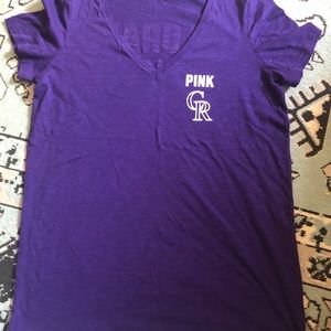 VS Pink Colorado Rockies v-neck shirt